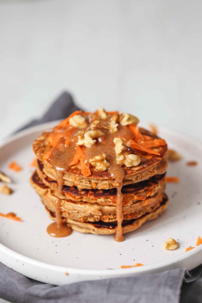 Vegan Carrot, Almond and Caramel Pancakes - KT Chaloner